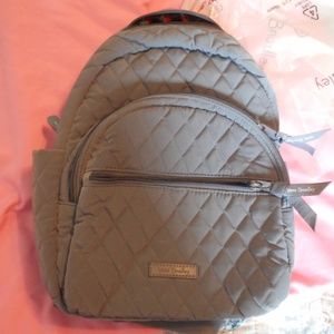 NEW Vera Bradley Essential Compact Backpack ~ Microfiber Carbon Gray NWT